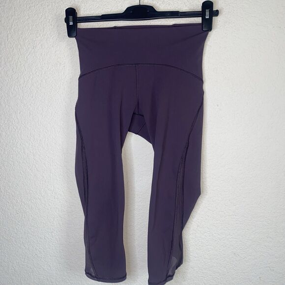 Lululemon Train Times Crop 17" Leggings pants 4 Purple Mesh Side Luxtreme gym - Picture 1 of 11